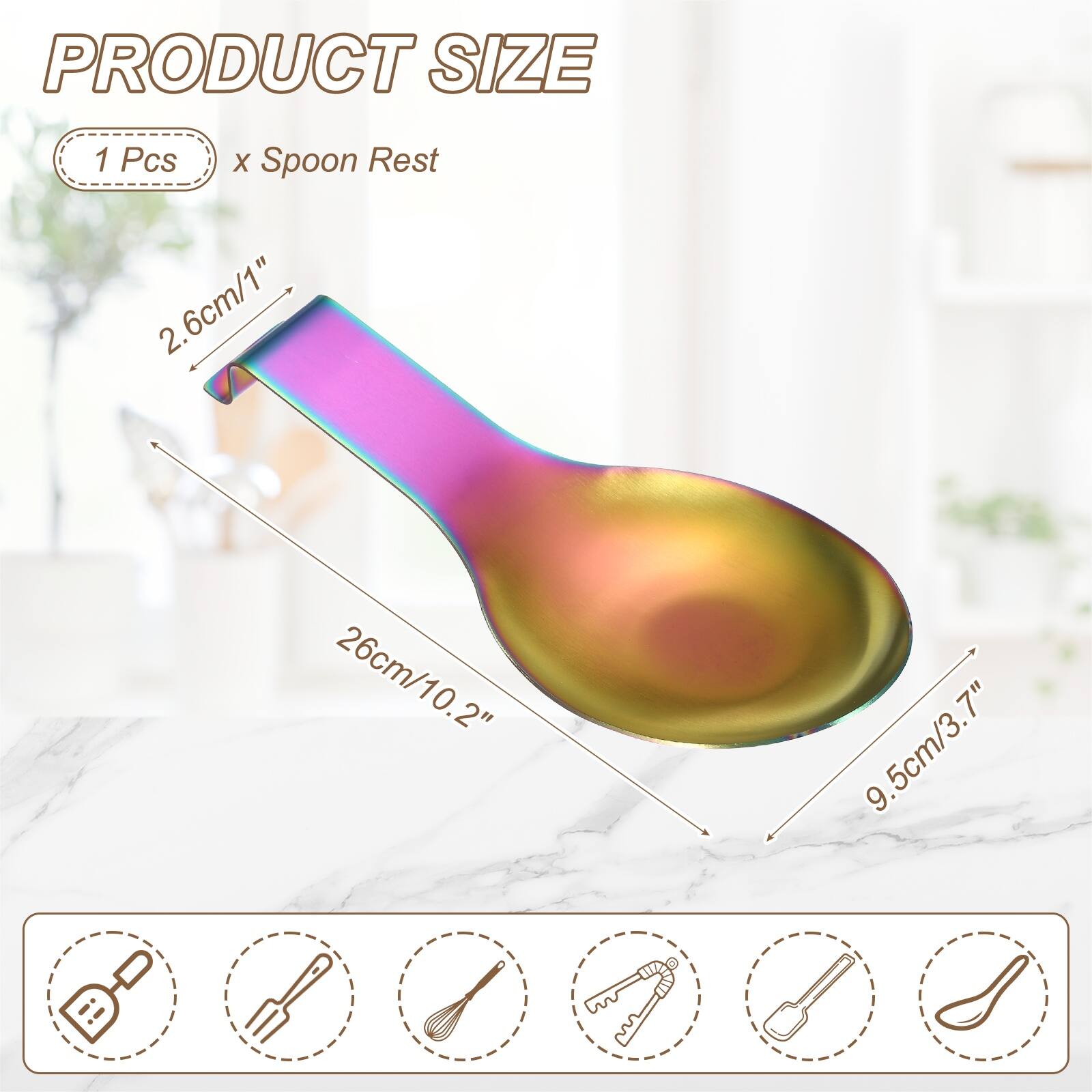 PRODUCT SIZE

1 Pcs x Spoon Rest

2.6cm/1" 26cm/10.2" 9.5cm/3.7"