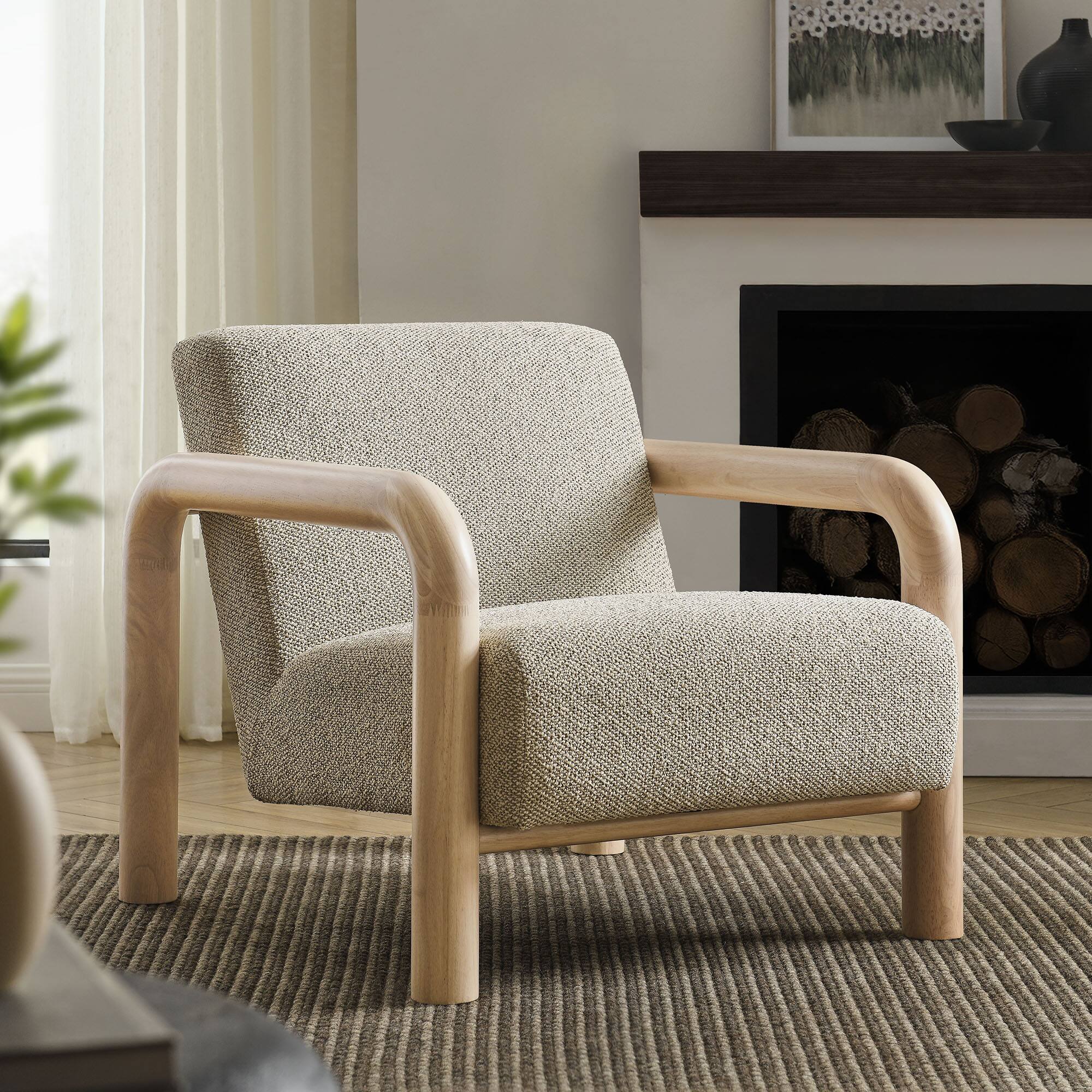 Front. Modway - Sereno Boucle Accent Chair by Modway - Marble Oak.