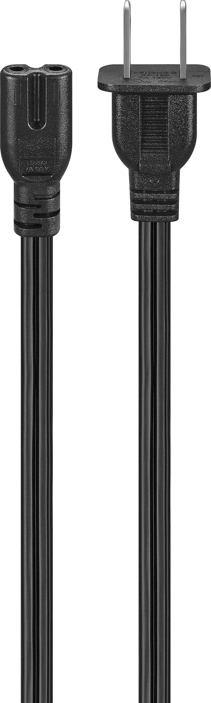 Alt View 5. Best Buy essentials™ - 12' 2-Slot Non-Polarized Power Cord - Black.