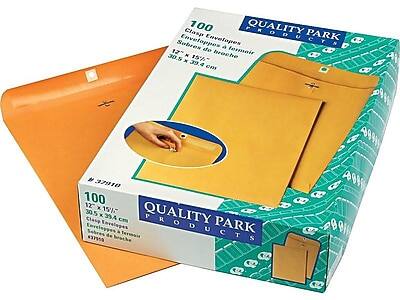 QUALITY PARK PRODUCTS

100 Clasp Envelopes
Envelopes à fermeture
Sobres de broche

12" x 15½"
30.5 x 39.4 cm

#37910