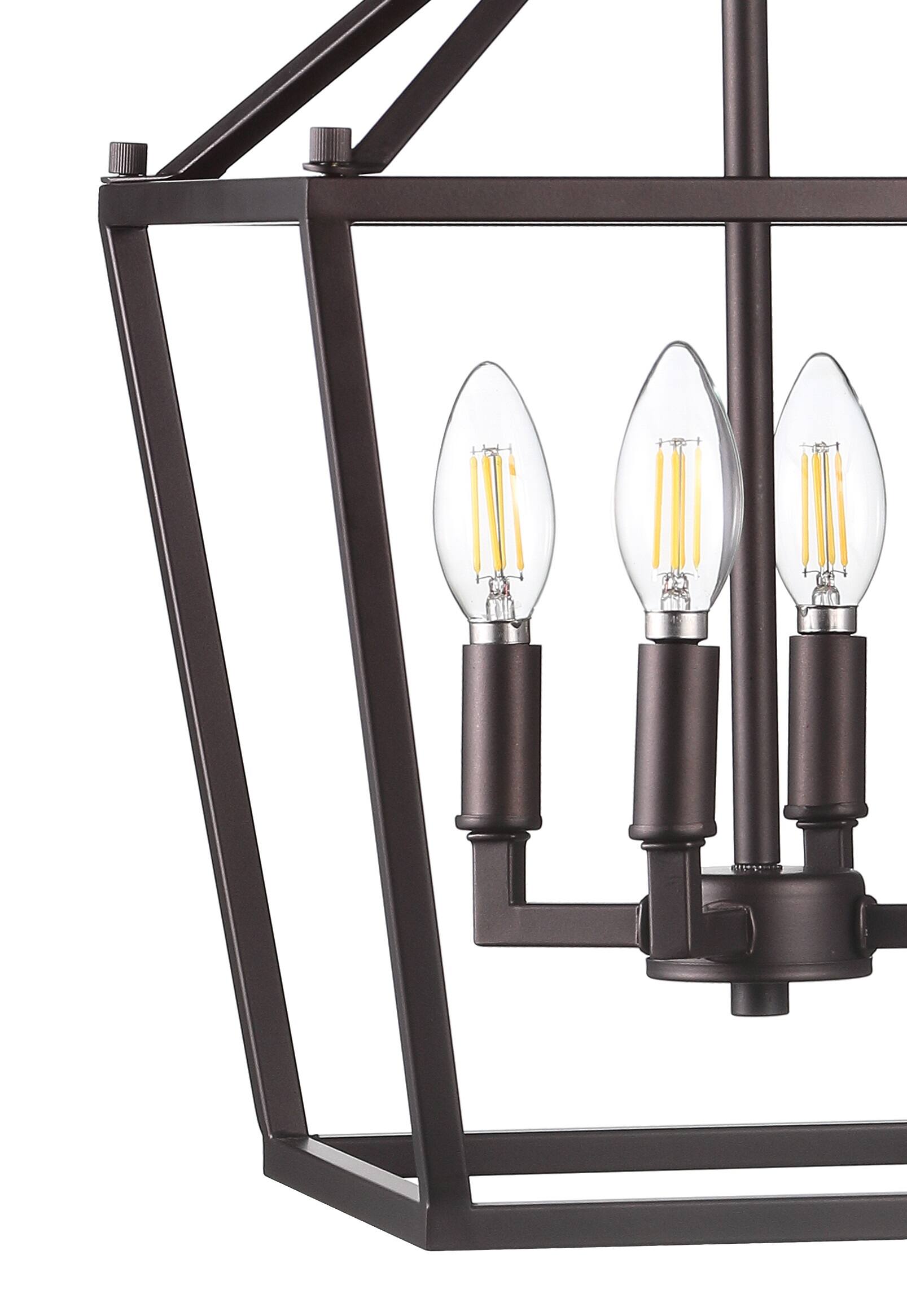 Alt View 4. Jonathan Y - Pagoda 12" 4-Light Classic Traditional Metal Cage Lantern LED Pendant, Oil Rubbed Bronze - Oil Rubbed Bronze.