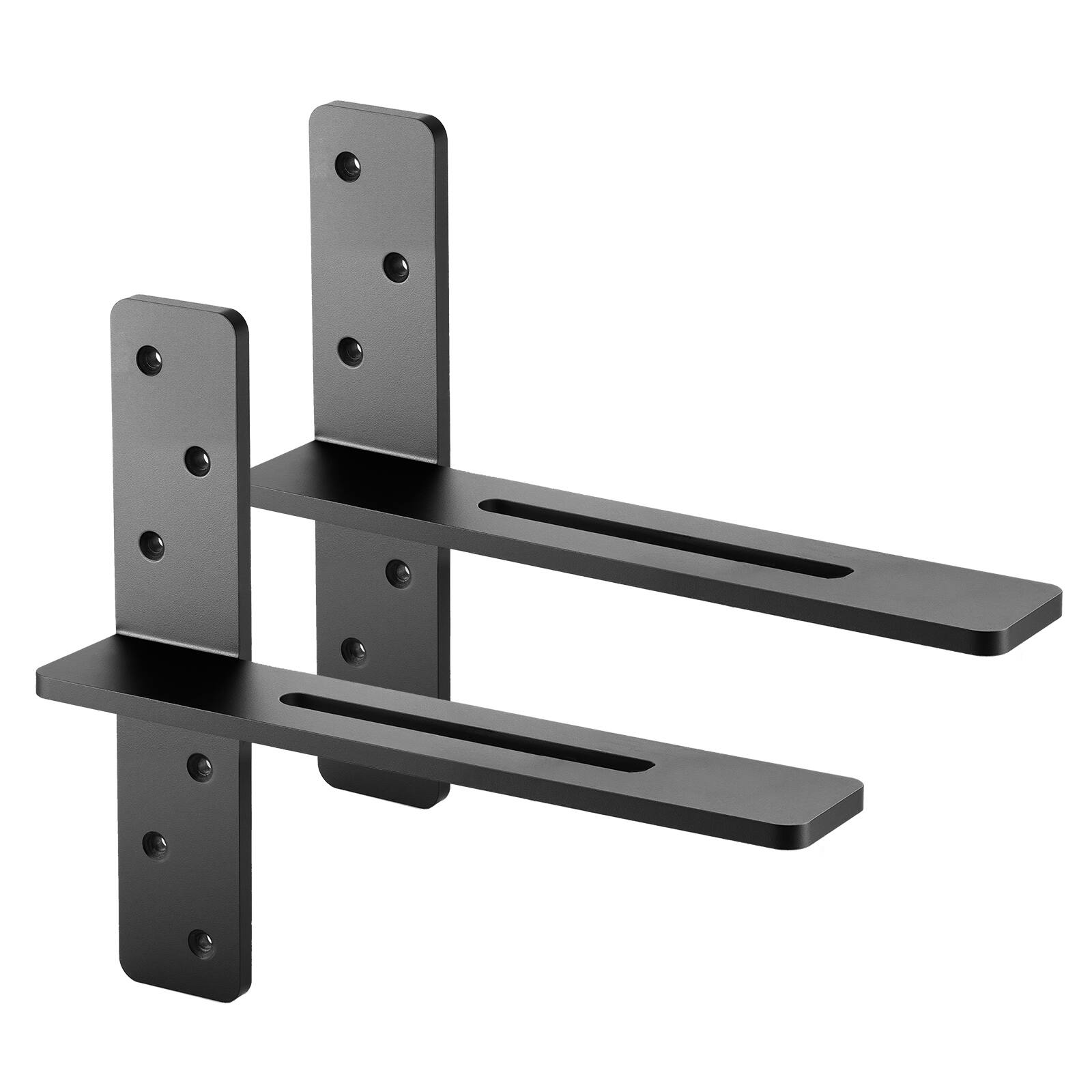 Alt View 5. VEVOR - T Shelf Brackets 2 Pcs,200 lbs/90 kg Weight Capacity,14x2.89x12 in / 355.6x73.5x304.8 mm,Solid Steel Heavy Duty Brackets - Black.