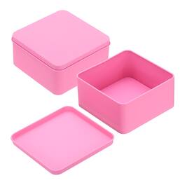 Unique Bargains - 2pcs Metal Tin Box, 4.5x2.2" Square Tinplate Lid, Portable Storage Candy Jars for Valentine's Day, Candle Jewelry - Pink