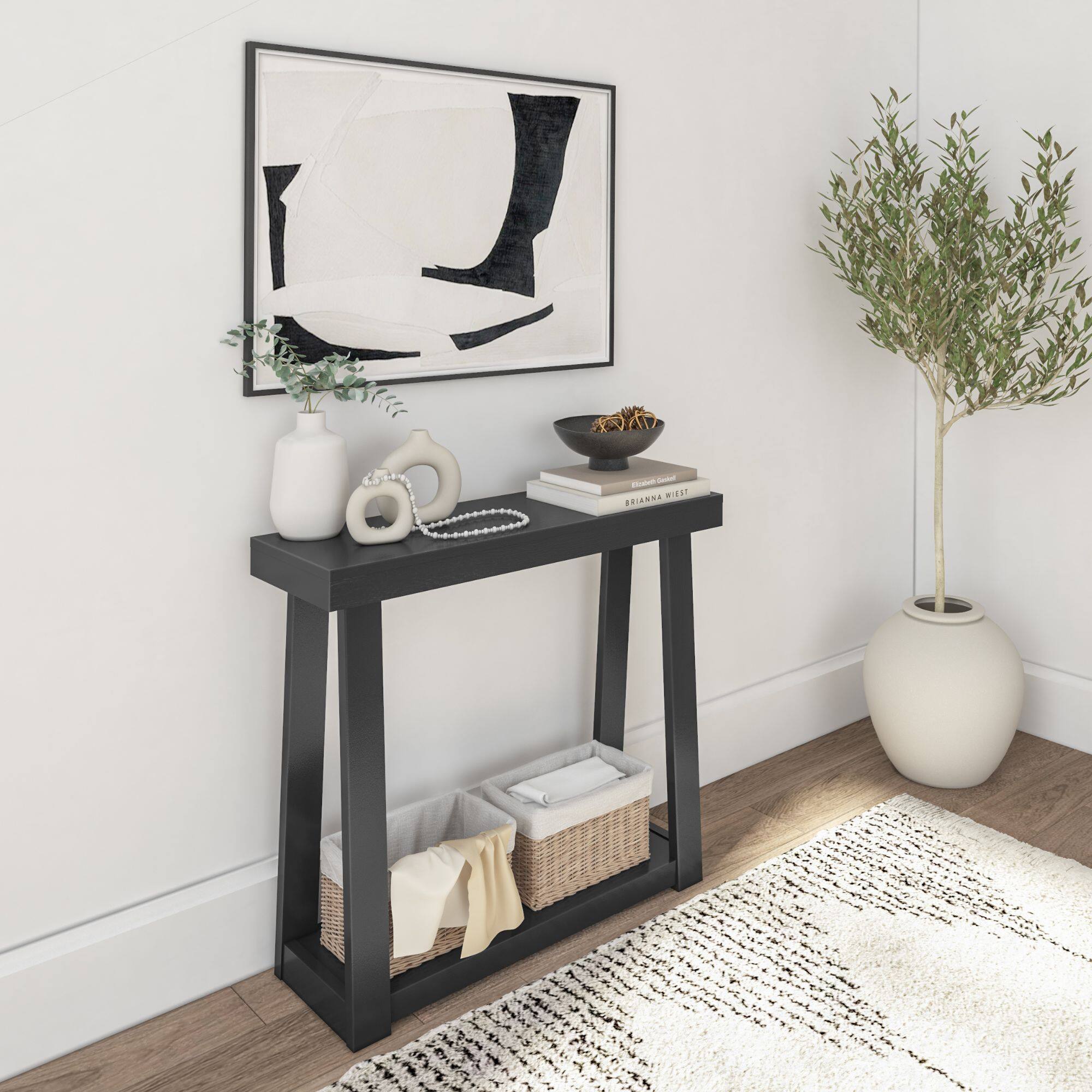 Plank+Beam - Classic Console Table with Shelf - 36 inches - Black