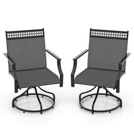 Costway - Patio Swivel Dining Chairs Set of 2 with Quick-Drying Fabric and Metal Frame - Gray