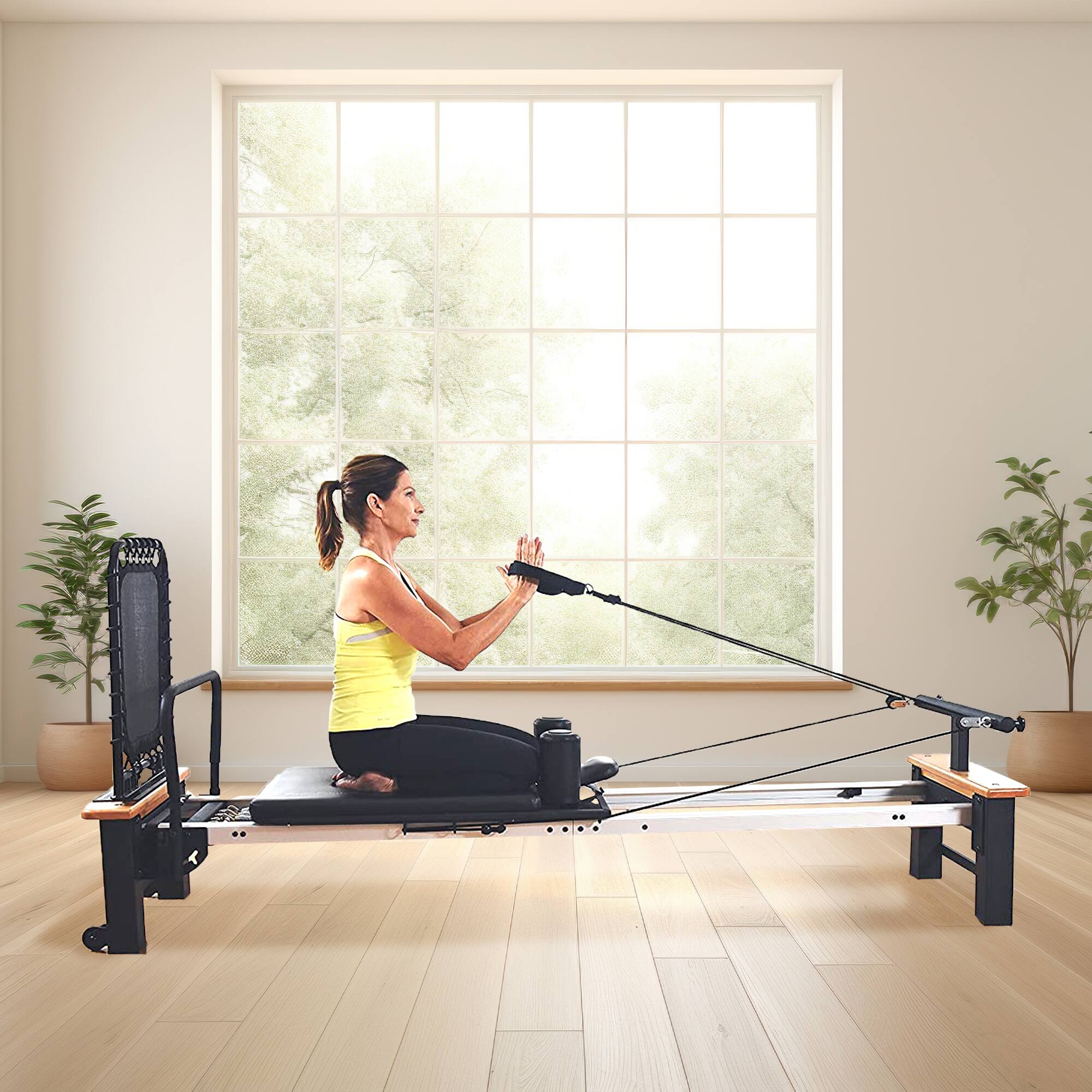 Alt View 2. Stamina Products - Stamina AeroPilates Pro Reformer Resistance System with Form Cardio Rebounder - Black.