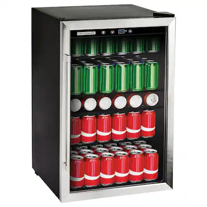 Front. Frigidaire - Frigidaire Efmis155 4.4-cu-ft. 126-can Stainless Steel Door Beverage Center Compact Refrigerator - black.