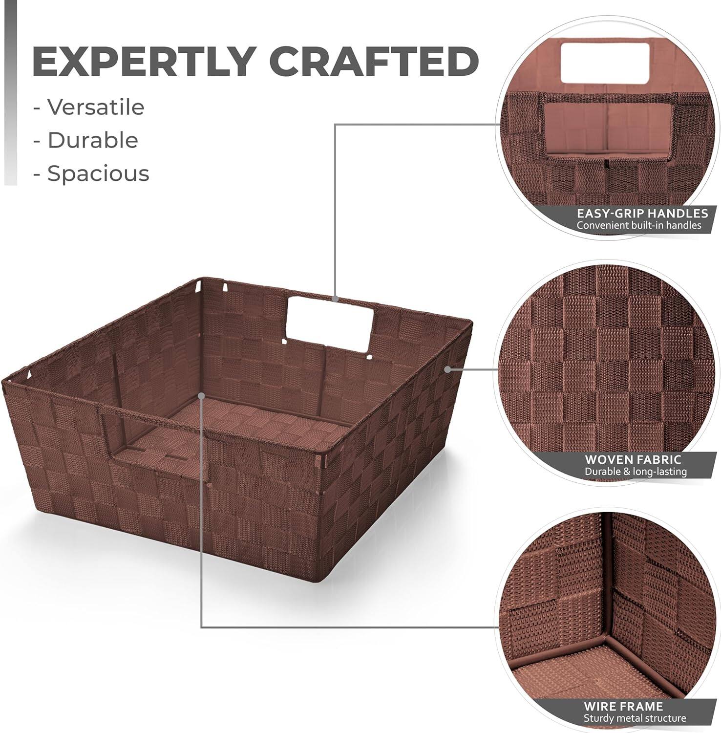 EXPERTLY CRAFTED  
- Versatile  
- Durable  
- Spacious  

EASY-GRIP HANDLES  
Convenient built-in handles  

WOVEN FABRIC  
Durable & long-lasting  

WIRE FRAME  
Sturdy metal structure