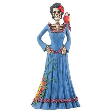 Front. Pacific Trading - Day of The Dead Blue Lady Skeleton Figurine 8 inch.