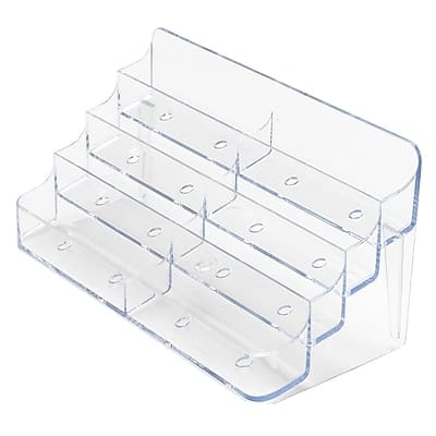 Deflecto - 8-Compartment Business Card Desktop Holder, 400-Card Capacity - Clear