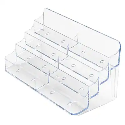 Front. Deflecto - Deflect-O 8-Compartment Business Card Desktop Holder, 400-Card Capacity, Clear (70801) - Clear.