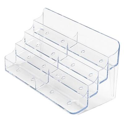 Front. Deflecto - Deflect-O 8-Compartment Business Card Desktop Holder, 400-Card Capacity, Clear (70801) - Clear.