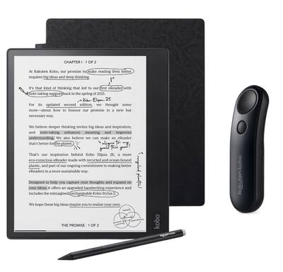 Kobo Elipsa 2E eReader with SleepCover & Remote Bundle 2023 Black Kobo Elipsa 2E eReader with SleepCover & Remote Bundle 2023 Black