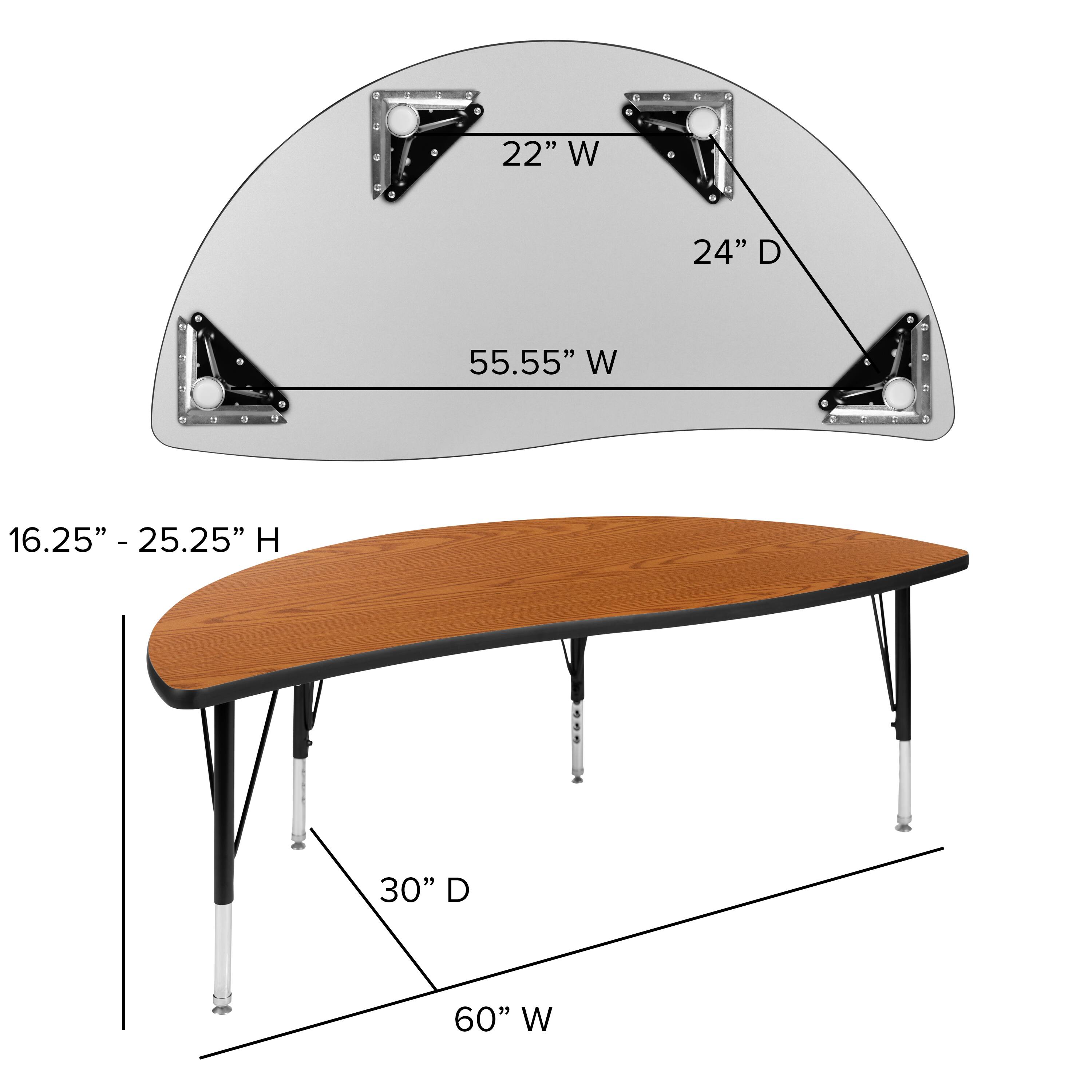 22" W 24" D 55.55" W 16.25" - 25.25" H 8 30" D 60" W