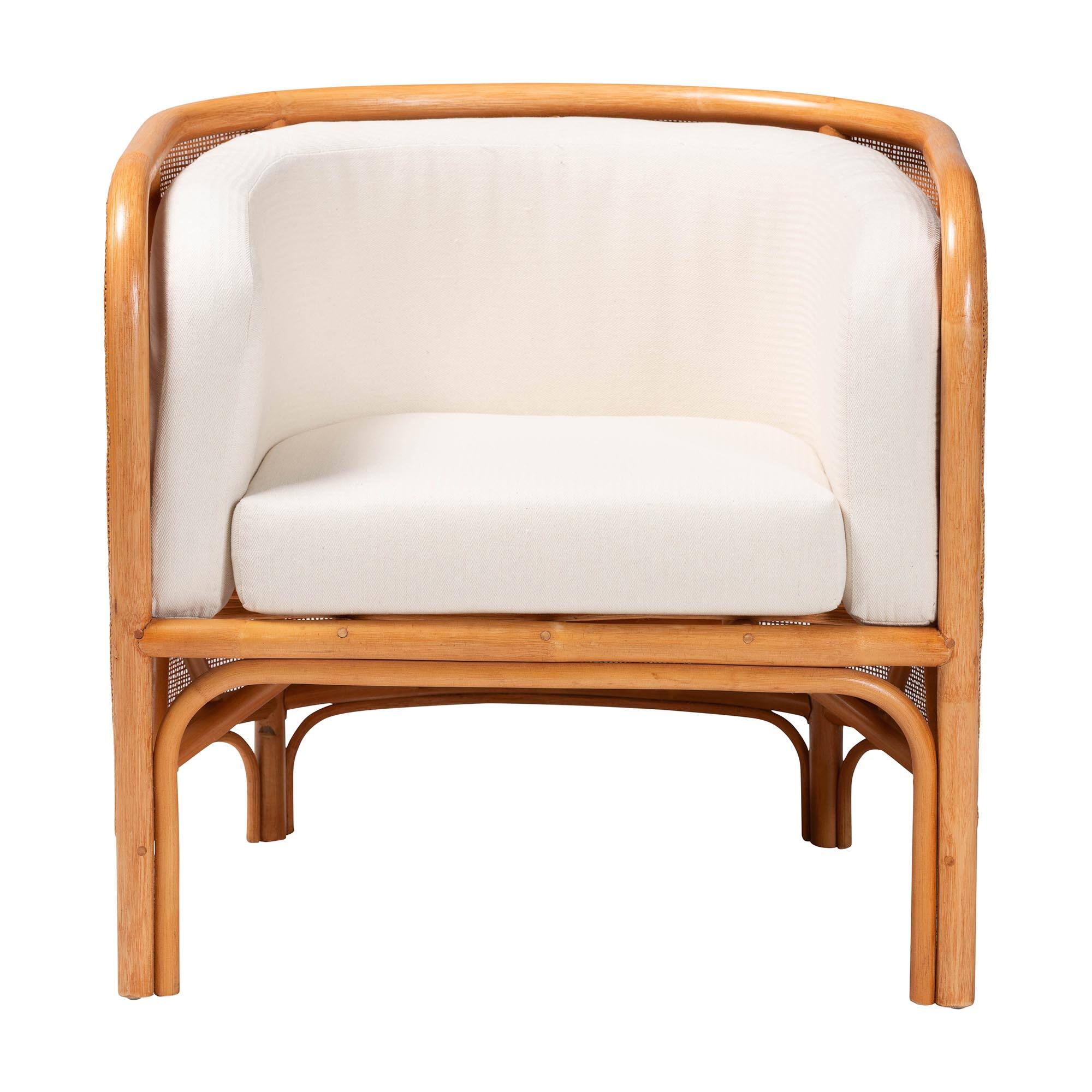 Angle. bali & pari - Bandung Bohemian Rattan Accent Chair - Light Honey.