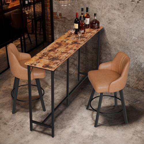 Alt View 4. Winado - 43"-71" Wooden Top Bar Long Counter Height Pub Table with Robust Metal Frame and Easy-Clean Surface Scratch for Bar - Brown-63"x39"x15".