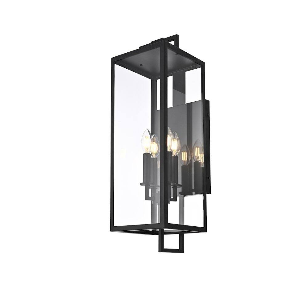Left. Elegant Lighting - Jairo 8 Inch Outdoor Wall Sconce In Black - Black.