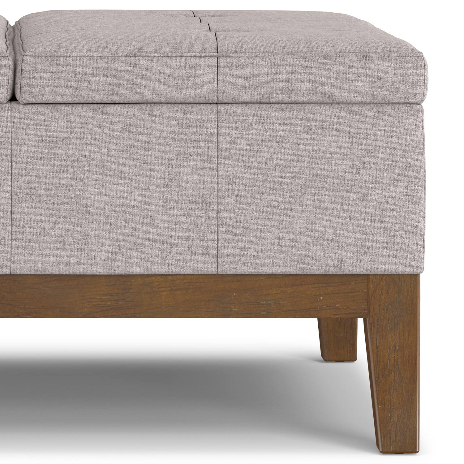 Alt View 7. Simpli Home - Dover 36 inch Wide Contemporary Square Lift Top Coffee Table Storage Ottoman in Cloud Grey Polyester Linen, Assembled - Cloud Grey.