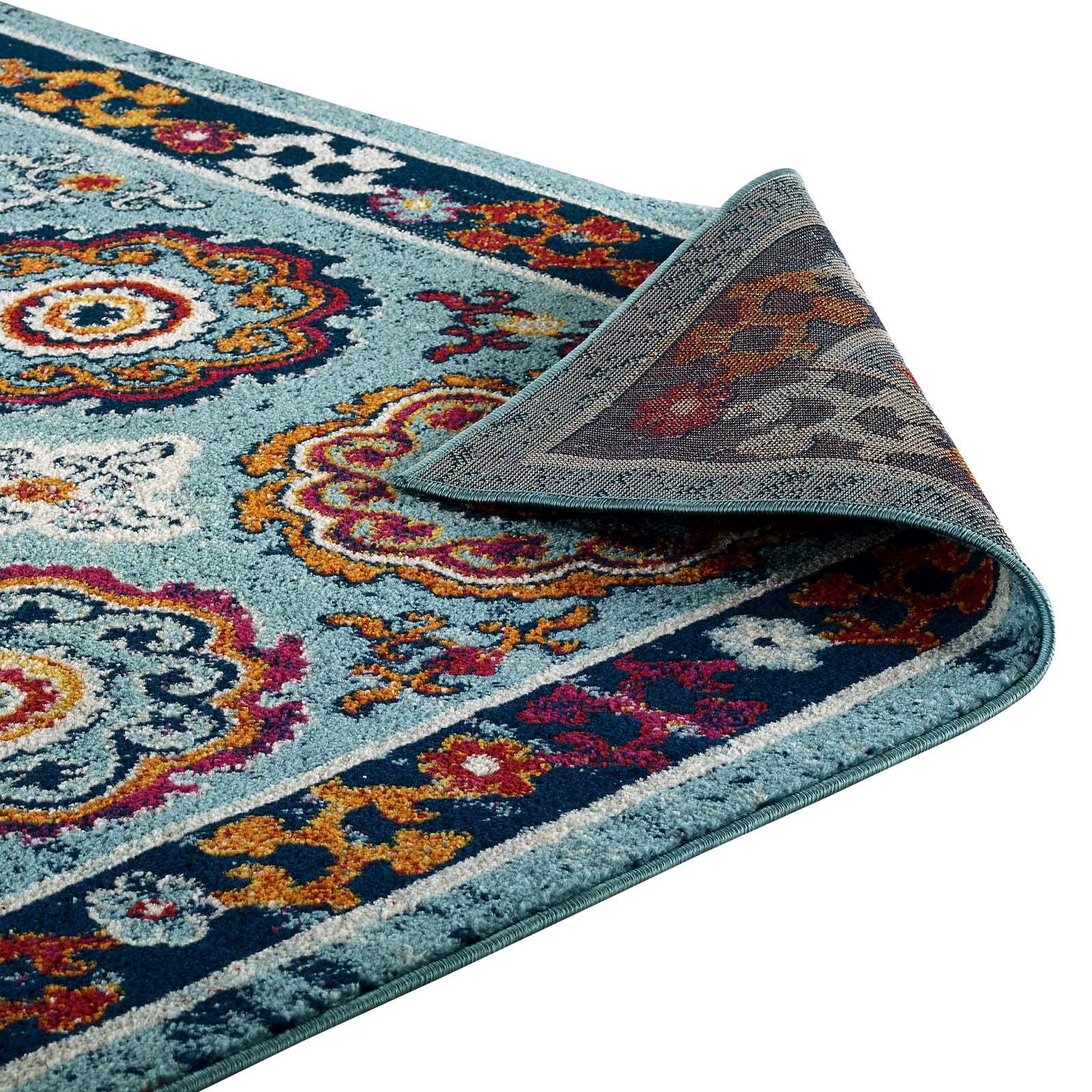 Alt View 4. Modway - Entourage Odile Distressed Floral Moroccan Trellis Area Rug - Blue Red Orange Yellow.