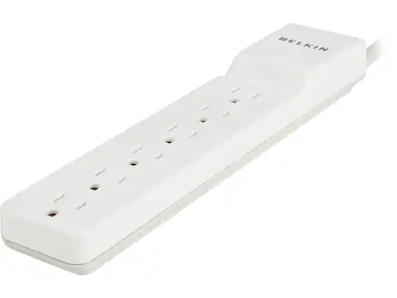 Front. Belkin - BELKIN BE106000-06-CM 6 ft. 6 Outlets 720 j Surge Suppressor - Black.