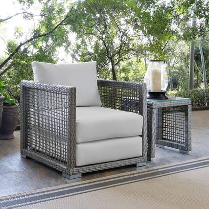 Front. Modway - Aura Rattan Outdoor Patio Armchair by Modway - Gray White.
