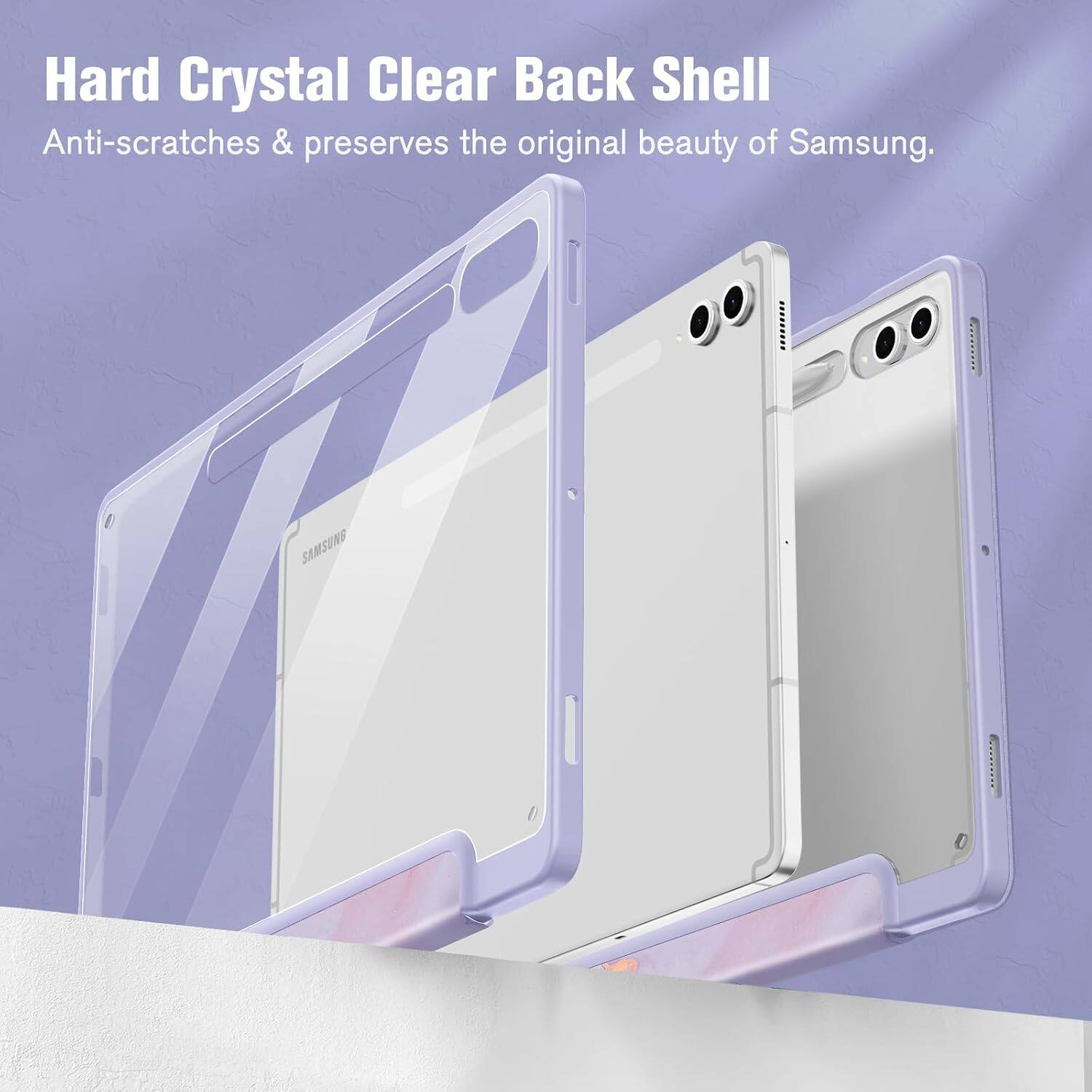 Hard Crystal Clear Back Shell  
Anti-scratches & preserves the original beauty of Samsung.