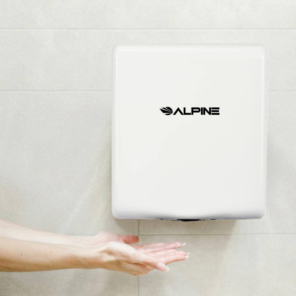 Angle. Alpine Industries - Willow Commercial High Speed Automatic 120V Electric Hand Dryer - White.