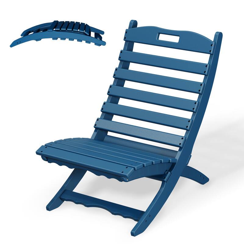 Front. FODINGHILL - Folding Xavier Wave Chairs , Portable HDPE Adirondack Chairs, All-Weather Outdoor Chairs - Blue.