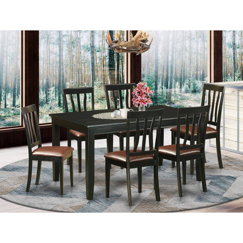 Back. East West Furniture - 7 Pcs Dining room sets -Table and 6 dinette Chairs - Black.