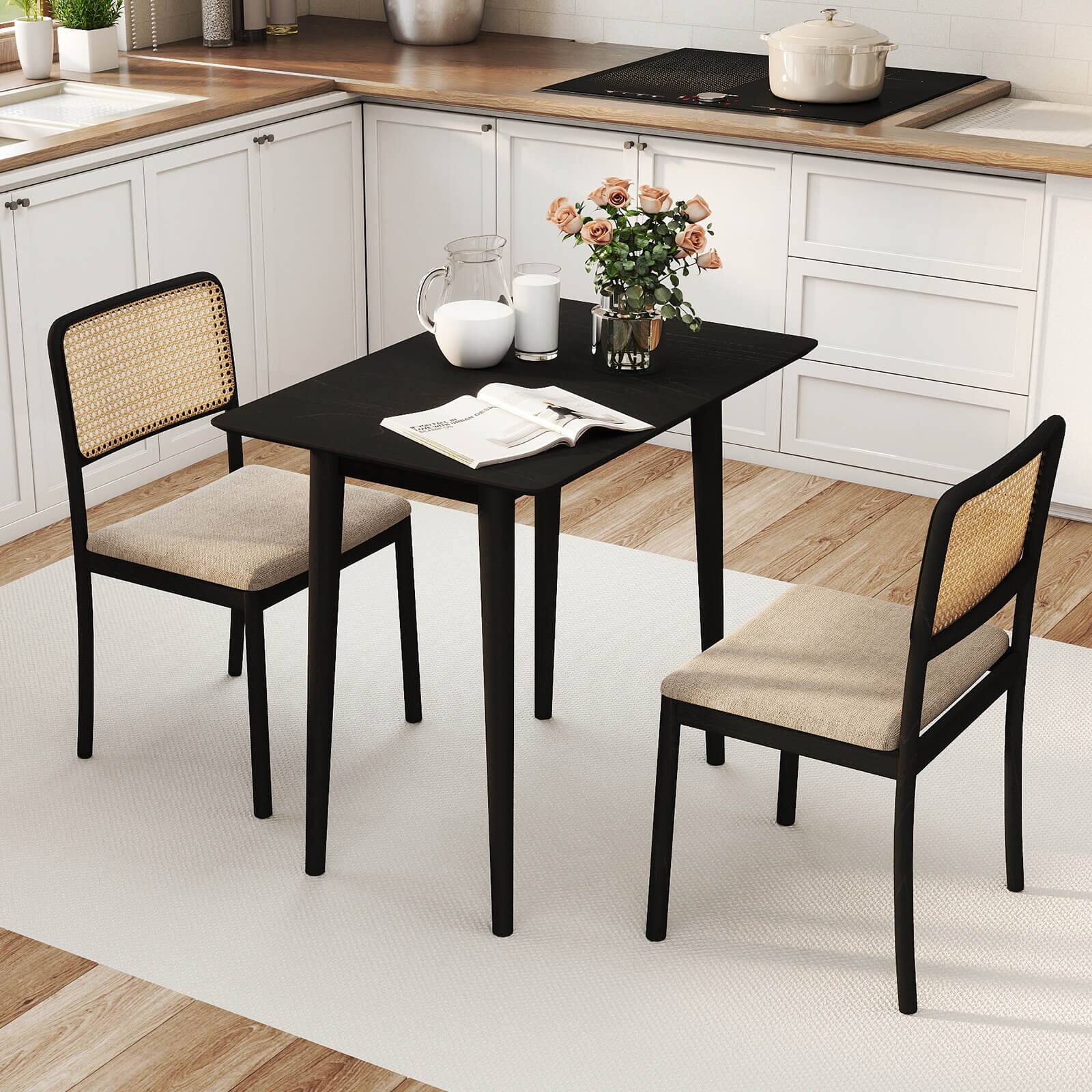 Alt View 1. Costway - Costway Extendable Dining Table Set with 2 Rectangular Tables for 4-6 People, Space-saving - Black.
