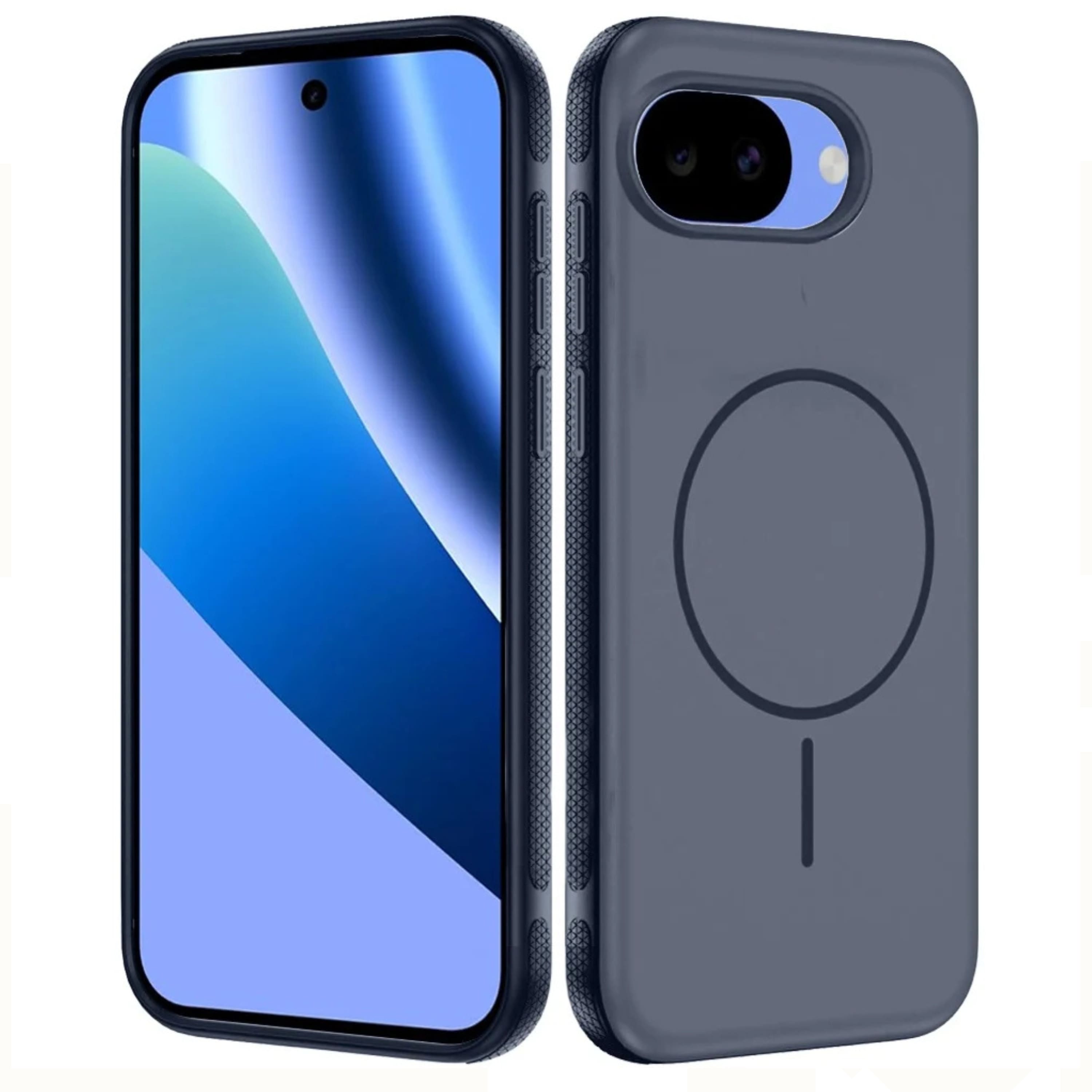 Kitcheniva - Rugged Side Grip Magnetic Circle With Tempered Glass For Google Pixel 10a Case Blue - Navy