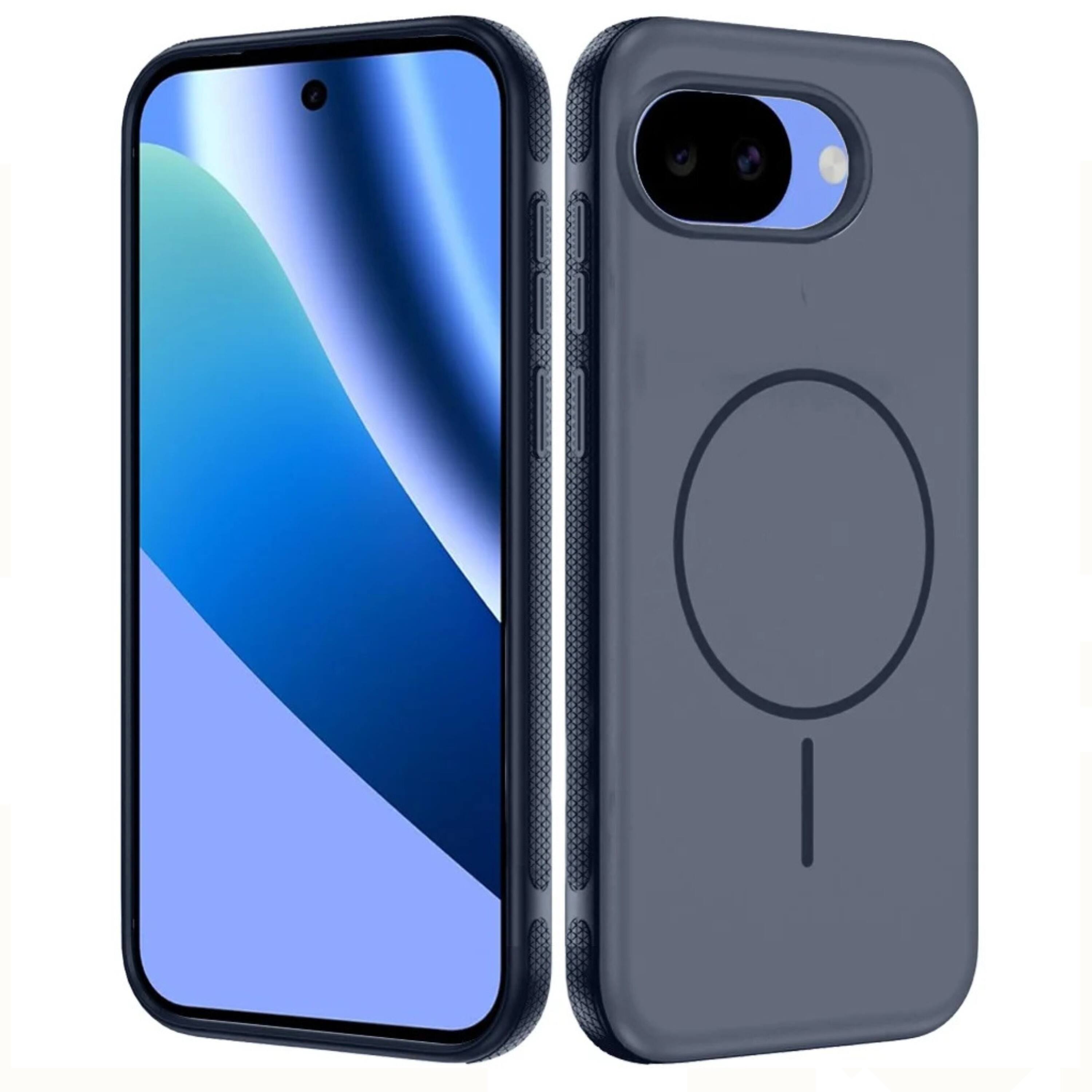 Front. Kitcheniva - Rugged Side Grip Magnetic Circle With Tempered Glass For Google Pixel 10a Case Navy Blue - Navy.