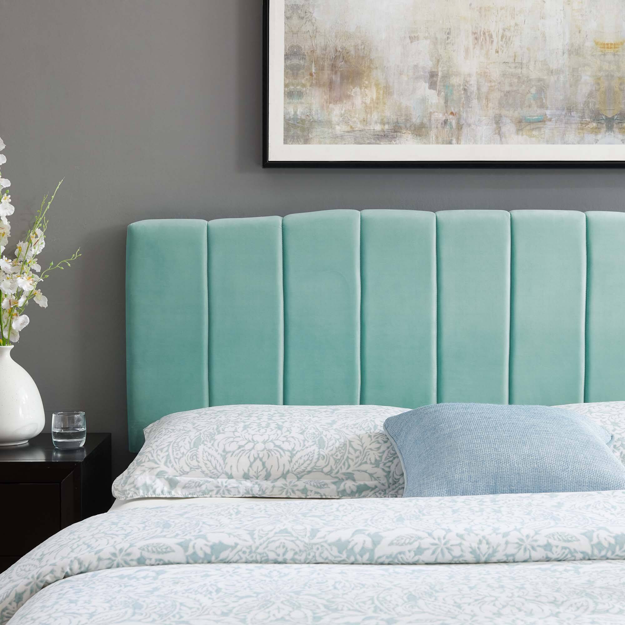 Alt View 2. Modway - Camilla Channel Tufted Performance Velvet King/California King Headboard by Modway - Mint.