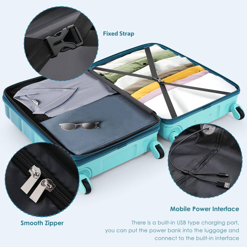 Fixed Strap  
Smooth Zipper  
Mobile Power Interface  

There is a built-in USB type charging port, you can put the power bank into the luggage and connect to the built-in interface
