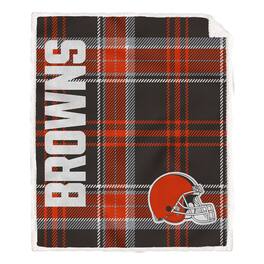 Pegasus - Cleveland Browns 50" x 60" Playmaker Plaid Ultra Cozy Sherpa Throw - Multicolor