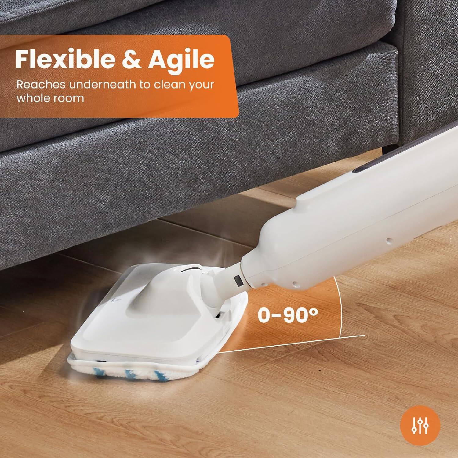Flexible & Agile  
Reaches underneath to clean your whole room  
0-90°