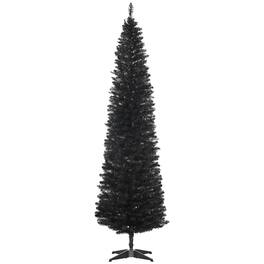Homcom - Artificial Pencil Christmas Tree, Slim Xmas Tree with 499 Realistic Branch Tips and Plastic Stand - Black