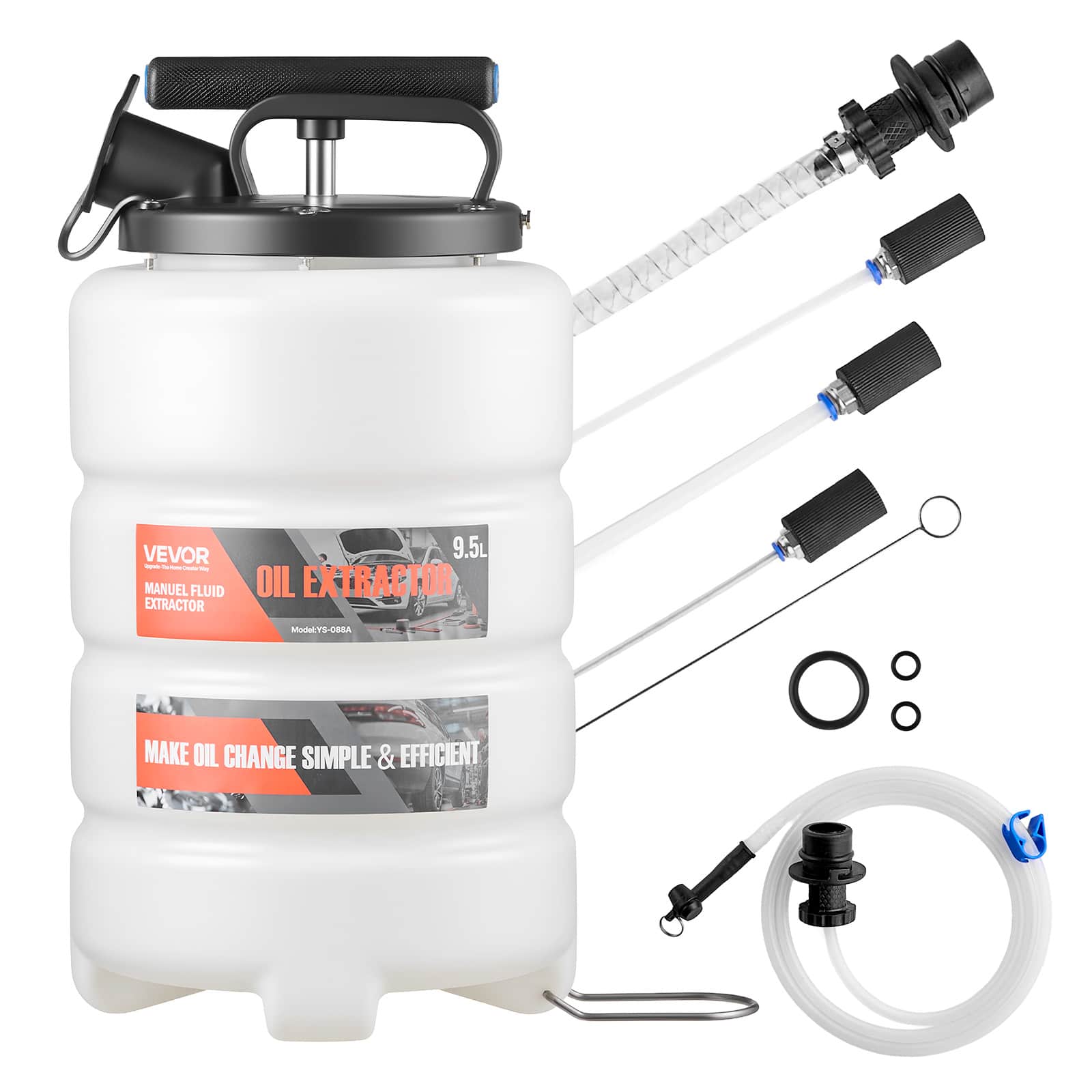 VEVOR - Fluid Extractor, 9.5 L Capacity, Manual Vacuum Oil Extractor Pump with 59 in Long Horse & Three 47 in Extension Tubes - White + Black price history on PriceWatchPro