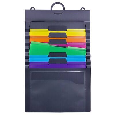 Alt View 4. Smead -  6 Pocket Cascading Poly Letter Size Wall Organizer, Gray/Bright Pockets  - Gray with Bright Pockets.