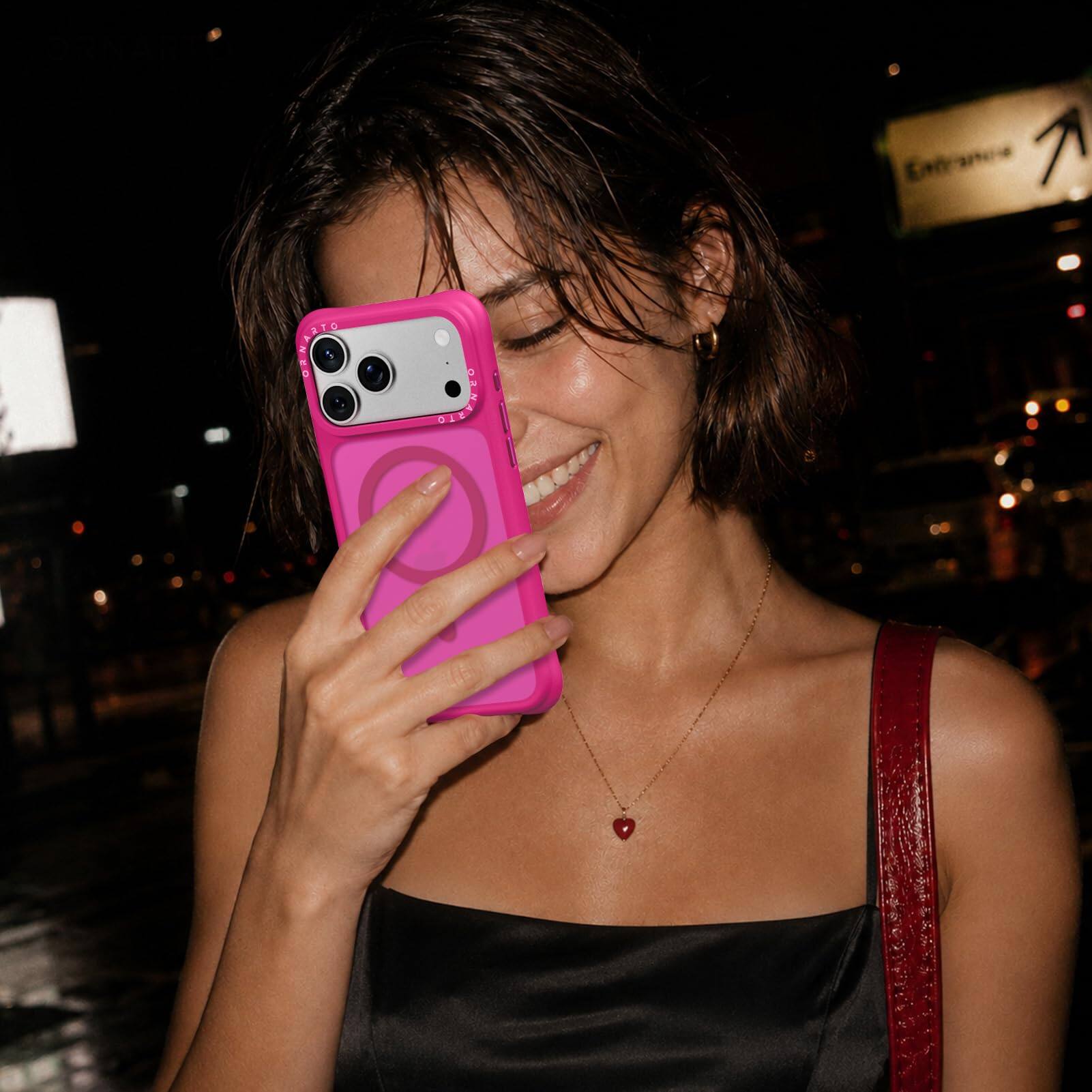 Alt View 7. Ornarto - ORNARTO for iPhone 18 Pro Max Case 6.9", Slim Shockproof Translucent Matte Phone Case with MagSafe, Hot Pink - Hot Pink.