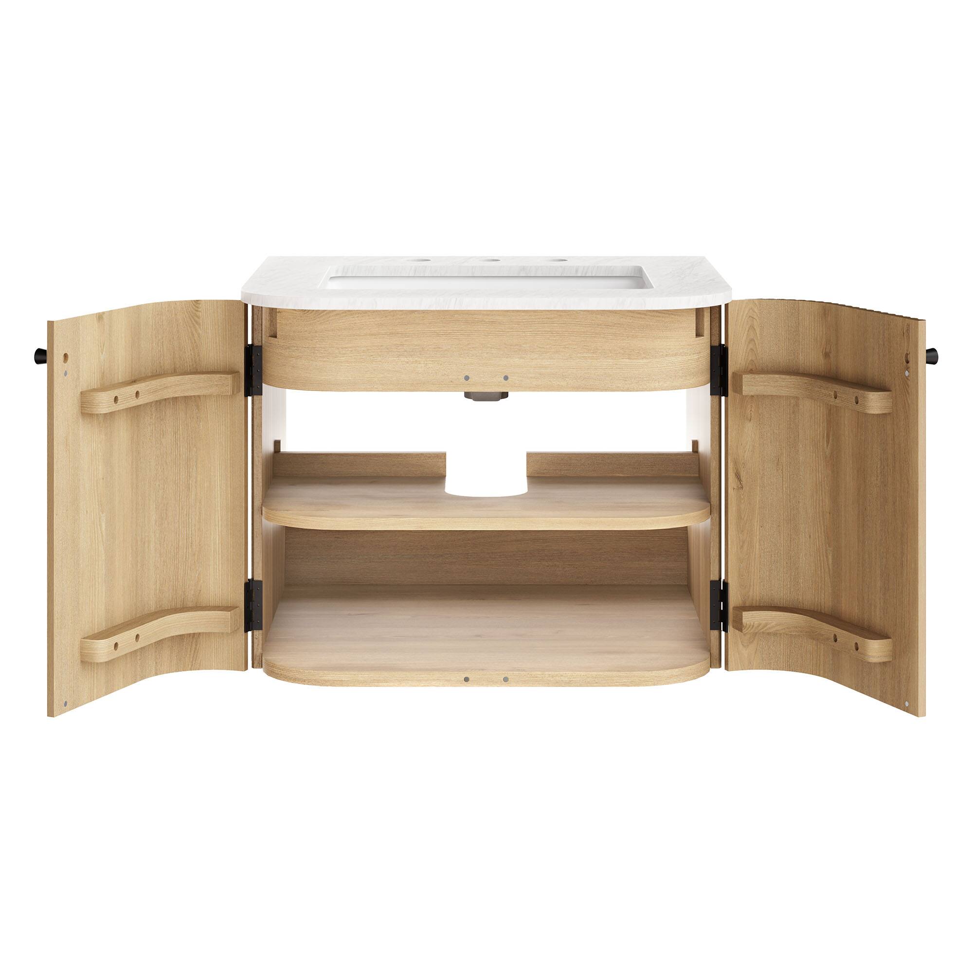 Alt View 6. Modway - Zia Wall-Mount Bathroom Vanity with Marble Sink by Modway - Natural.