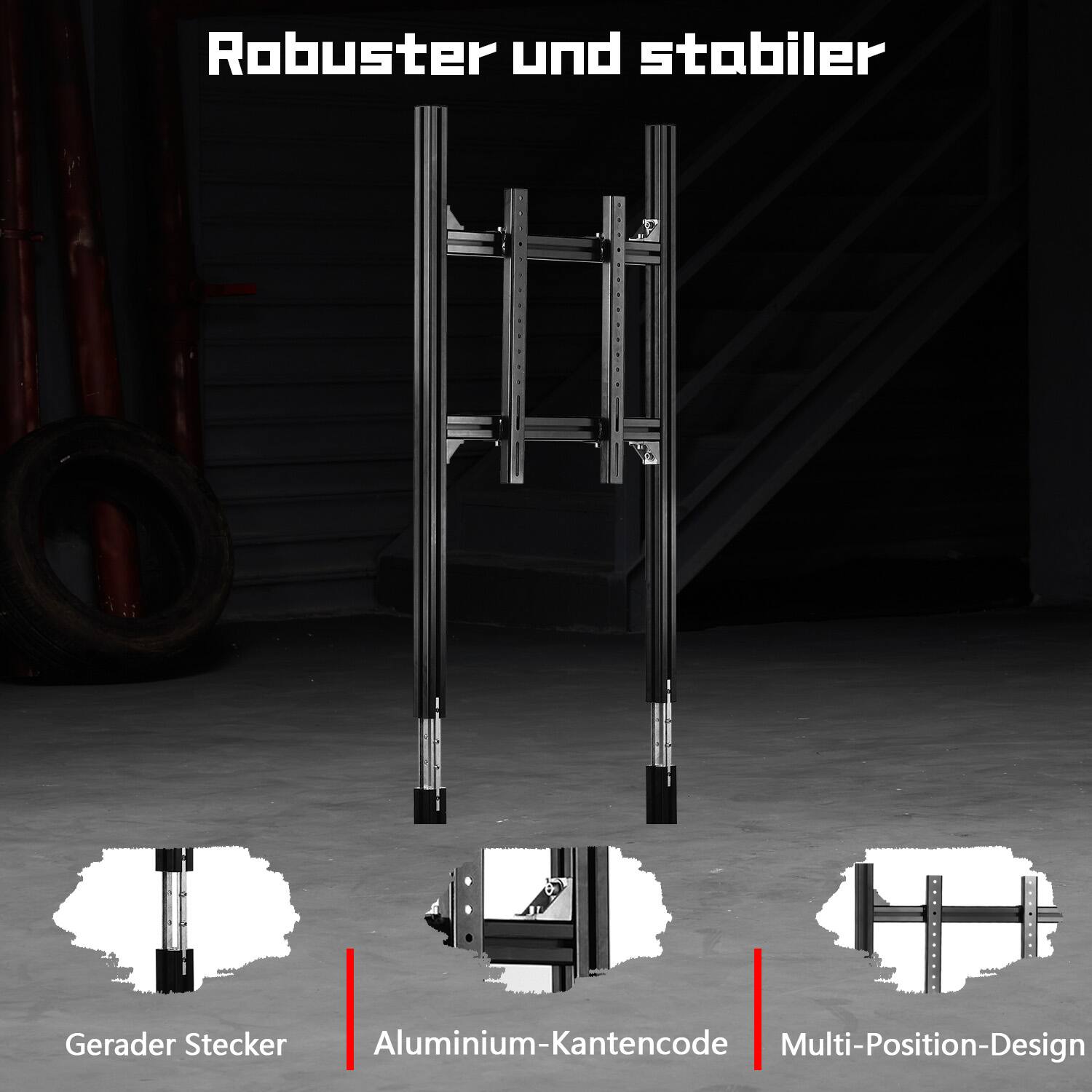 Robuster und stabiler  
Gerader Stecker  
Aluminium-Kantencode  
Multi-Position-Design