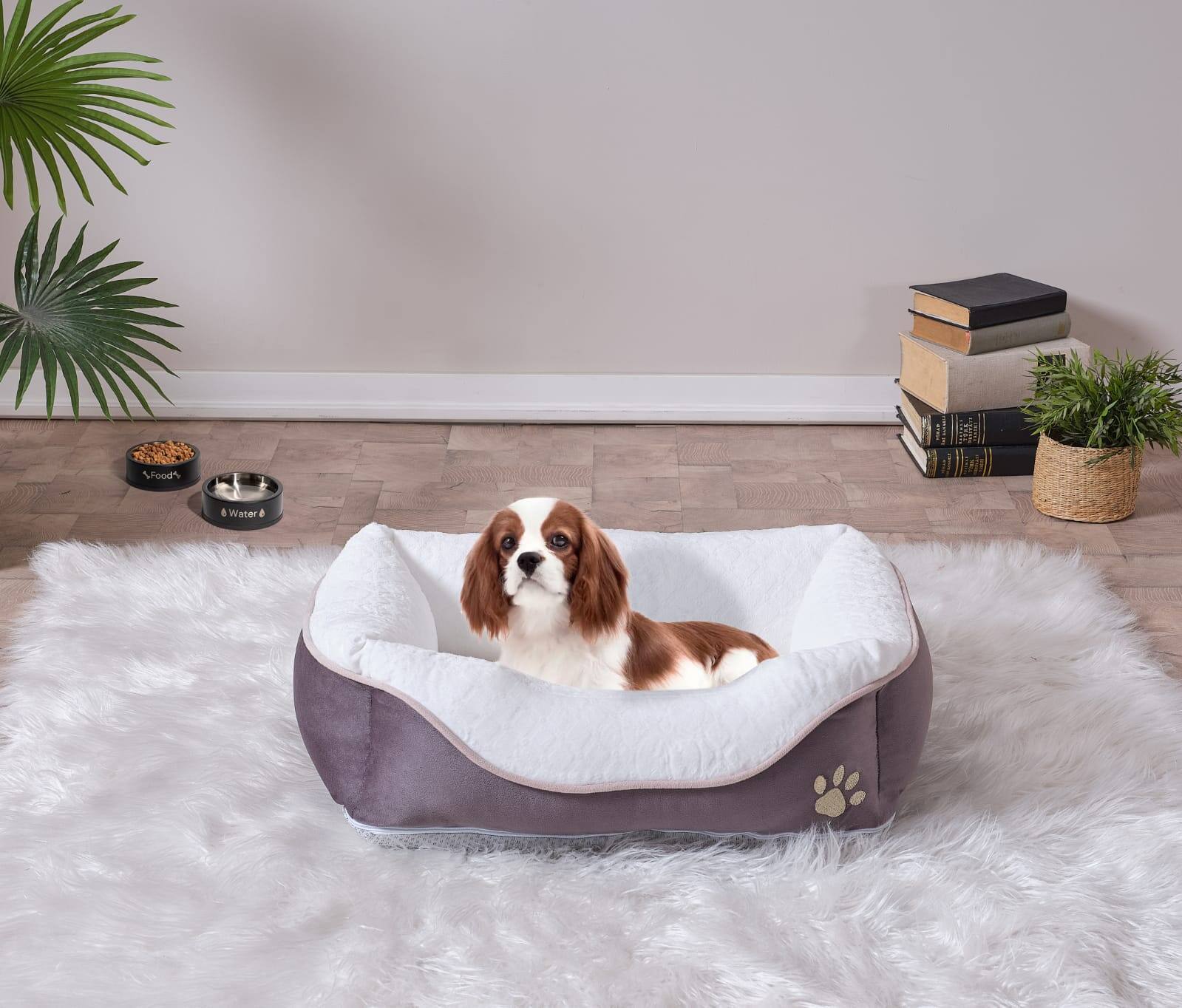 Back. TinyHomie - Lina Anthracite Pet Bed Small 19x13 - brown.