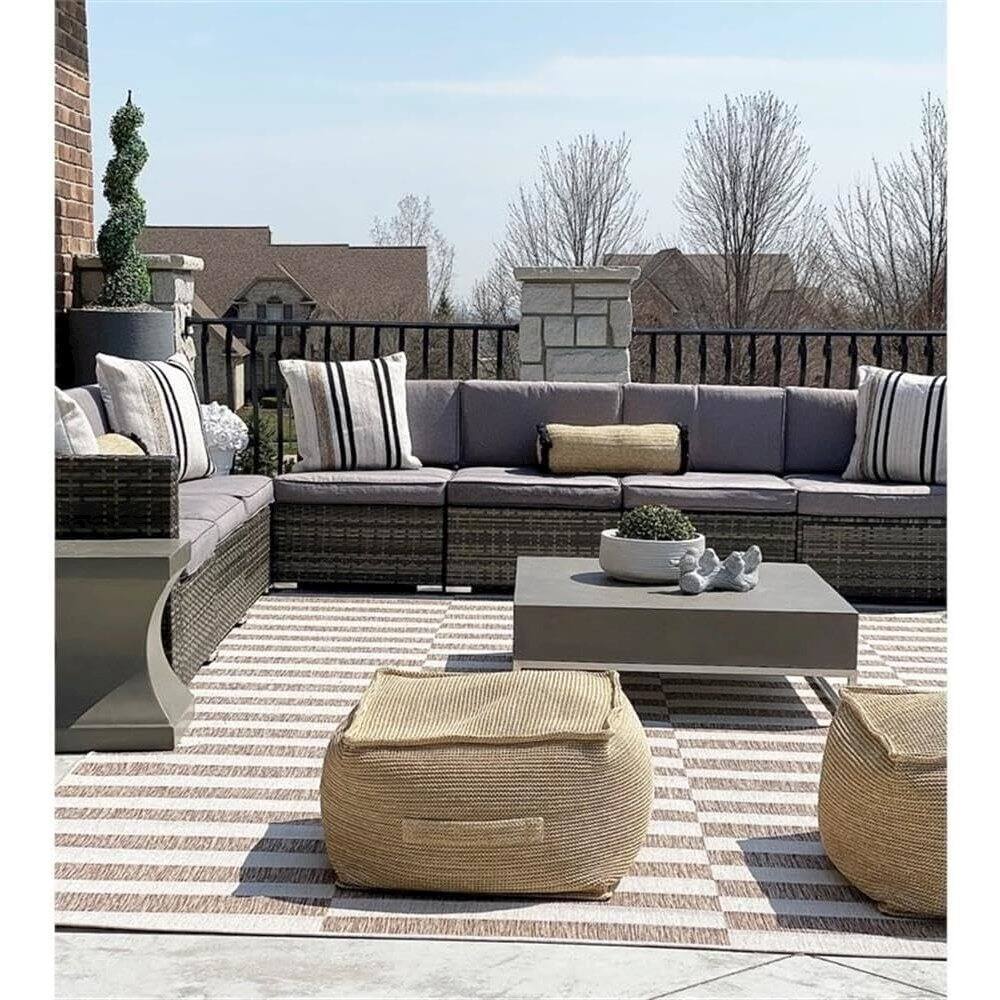 Back. Safavieh - Eartha Indoor/Outdoor Modern Concrete 11.42-Inch H Coffee Table - Gray.