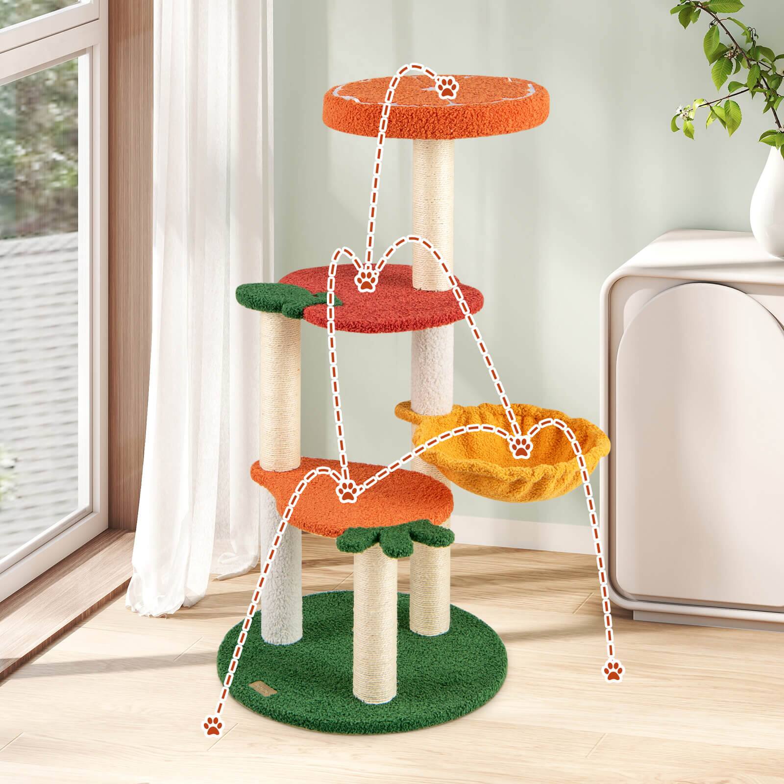 Alt View 4. Costway - Costway Fruit Style Cat Tree Multi-level Cat Tower w/Padded Top Perch Indoor Cat Climbing Frame - Orange,Red,Green,Yellow.