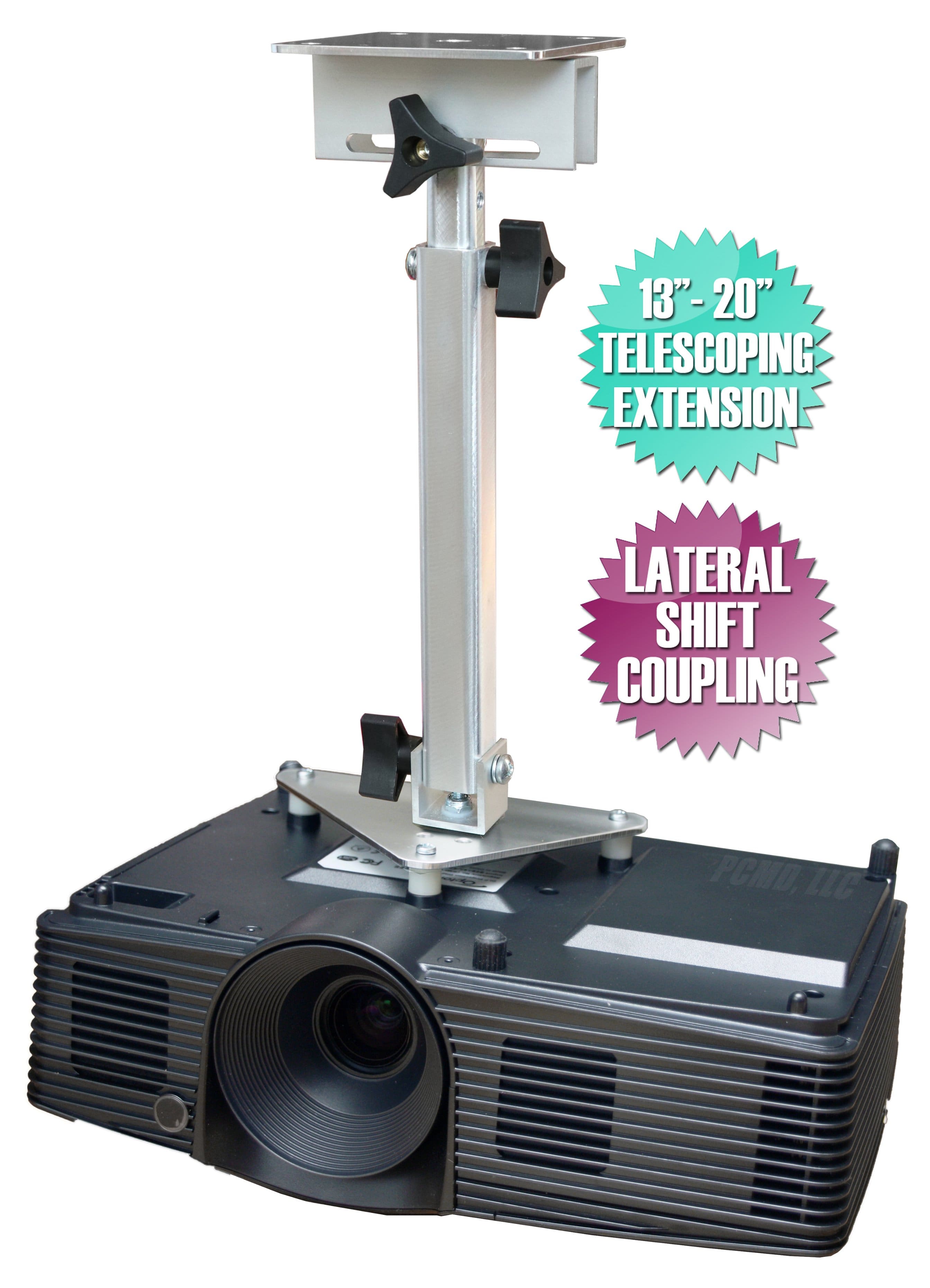 PCMD, LLC - Projector Ceiling Mount Compatible with iRulu Portable Mini LED Projector (LSC Telescoping 13-20-Inch) - Aluminum