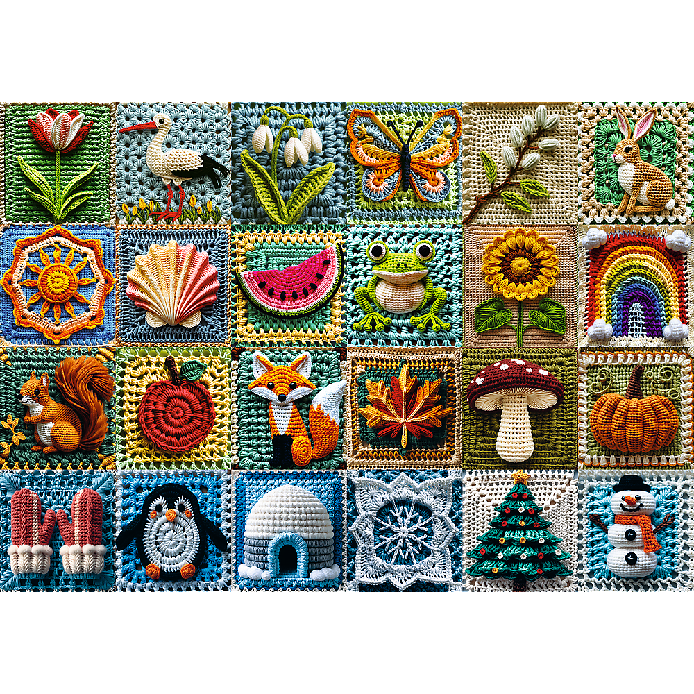 Alt View 1. Trefl - Trefl Premium Plus Crochet - Four Seasons 1000 Piece Puzzle - Multicolor.