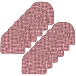 Sweet Home Collection - Houndstooth Stitch U Shaped Memory Foam 17" x 16" Chair Cushions, 12-Pack - Red