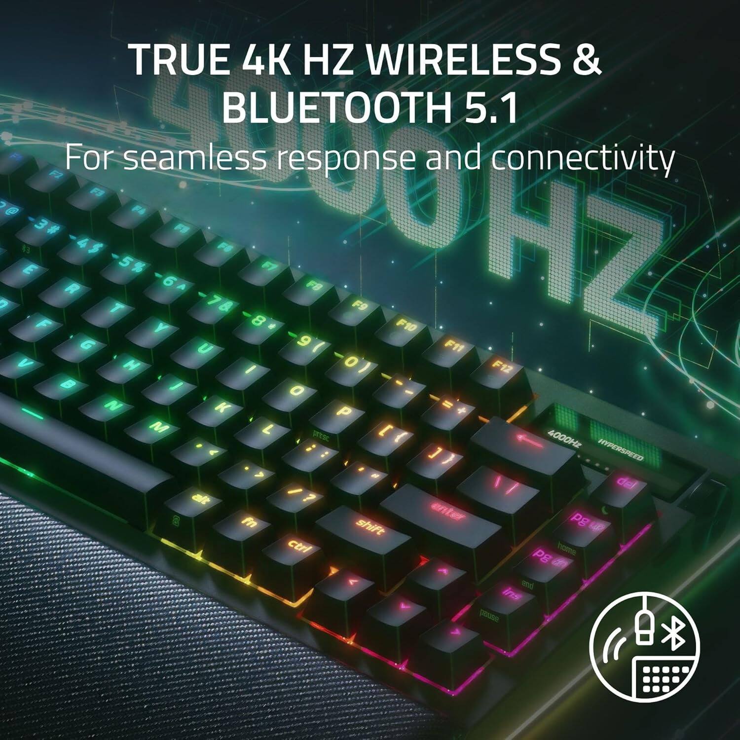 TRUE 4K HZ WIRELESS & BLUETOOTH 5.1  
For seamless response and connectivity  
4000Hz HYPERSPEED