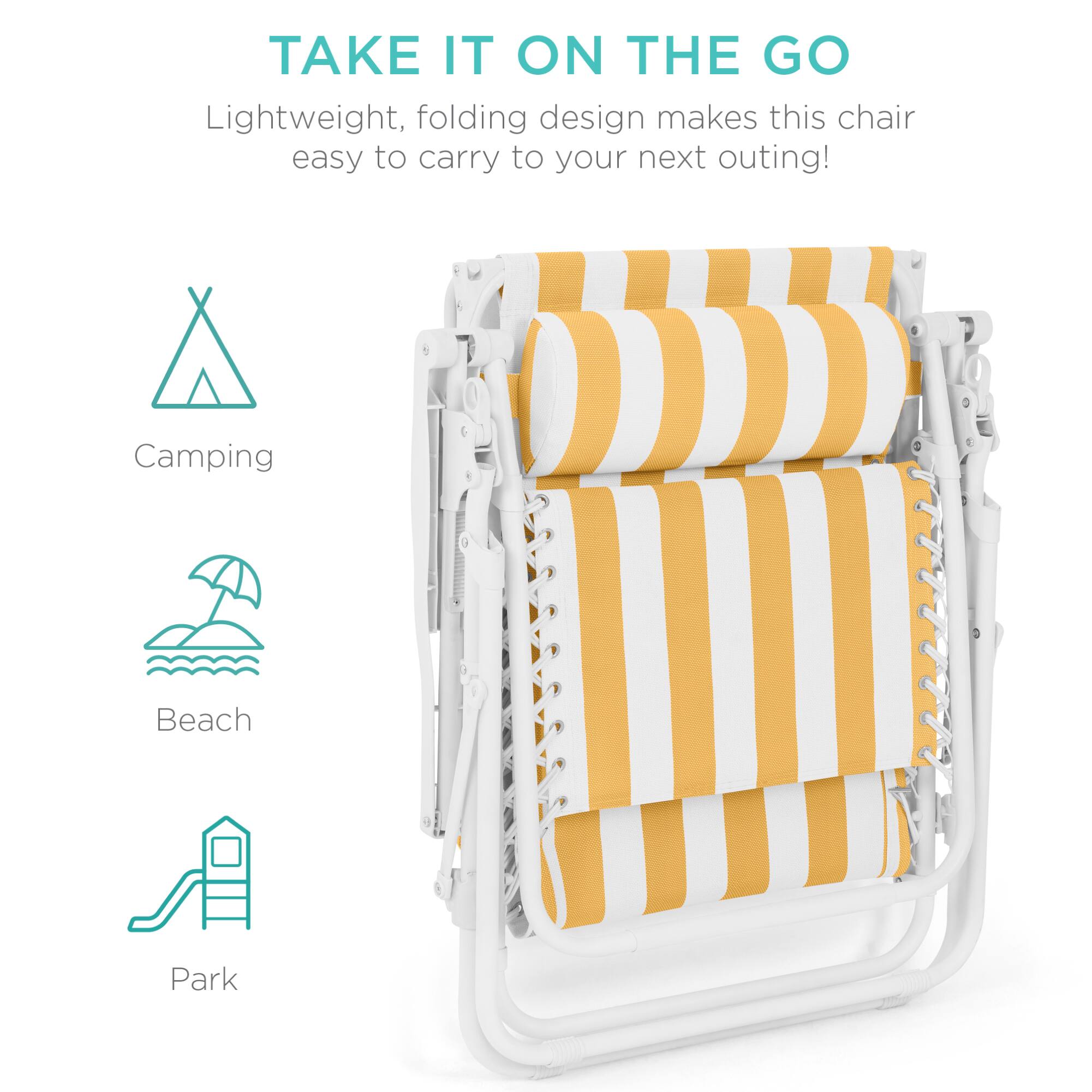 TAKE IT ON THE GO  
Lightweight, folding design makes this chair easy to carry to your next outing!  
Camping  
Beach  
Park